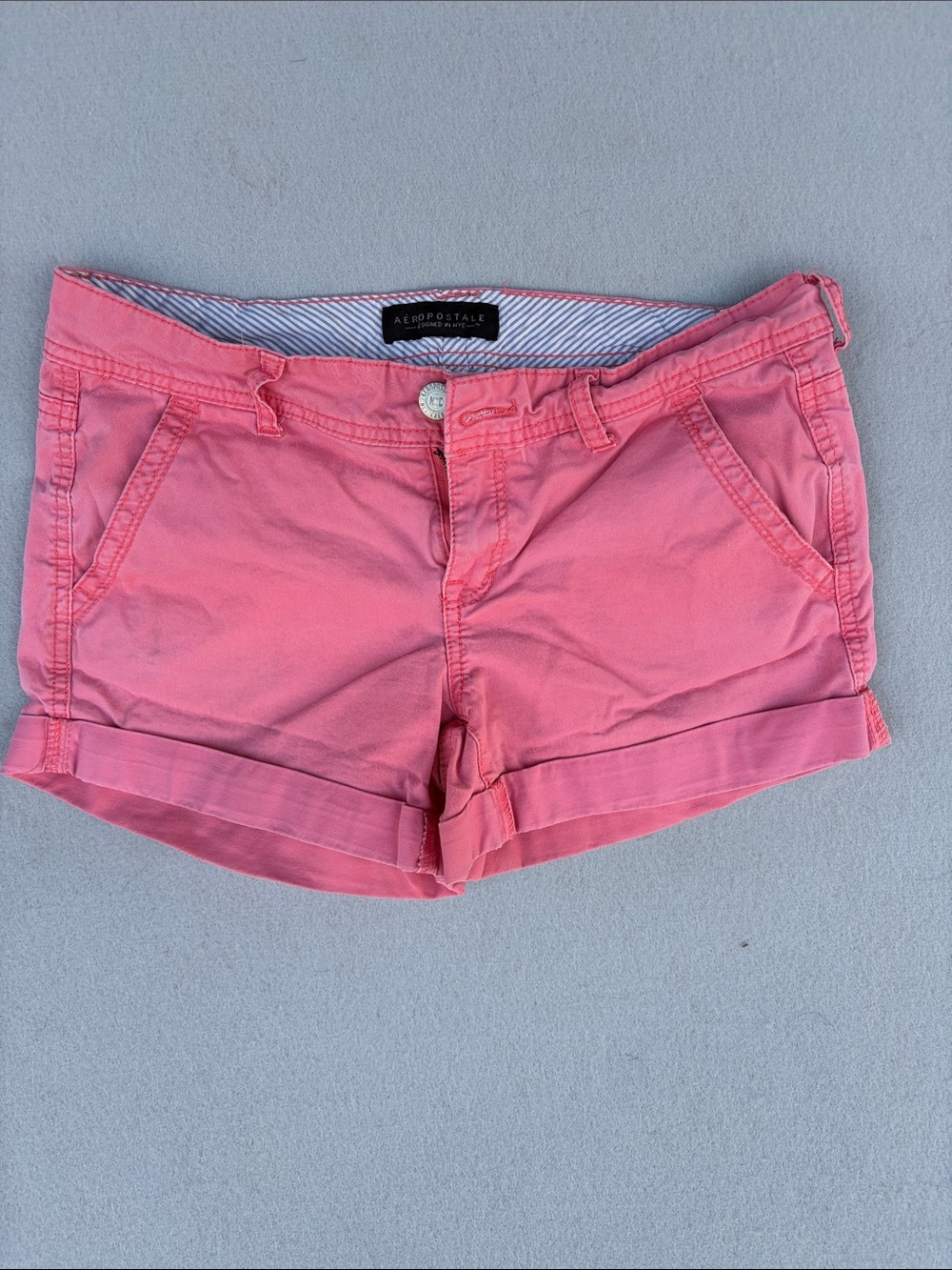 Aeropostale Coral Pink Rolled-Hem Cotton Shorts